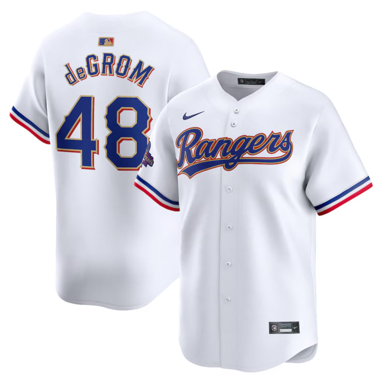 Jacob DeGrom Texas Rangers Gold Edition Jerseys baseball jersey product view 1