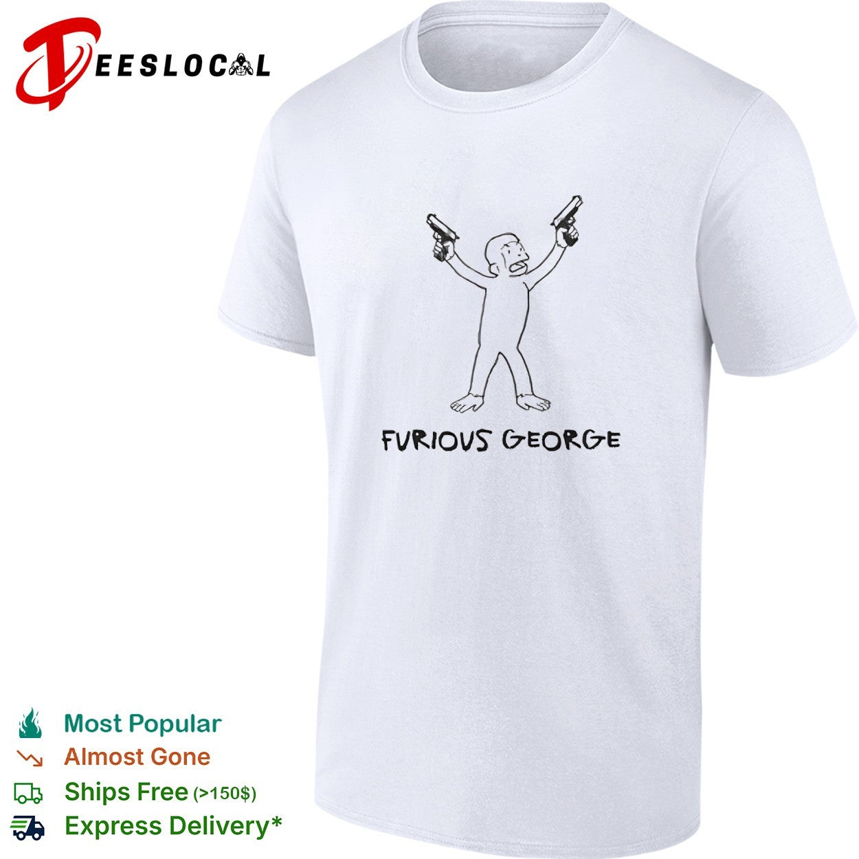 Furious George monkey holding guns shirt Unisex T-shirt, Sweatshirt, Hoodie, Long Sleeve Tee - T-Shirt, Sweatshirt, Hoodie