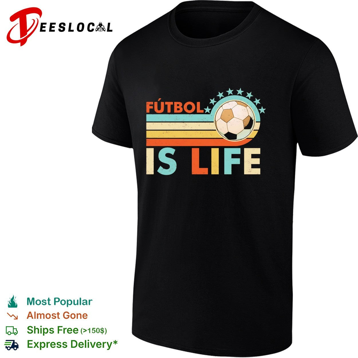 Futbol is life football vintage shirt Unisex T-shirt, Sweatshirt, Hoodie, Long Sleeve Tee - T-Shirt, Sweatshirt, Hoodie