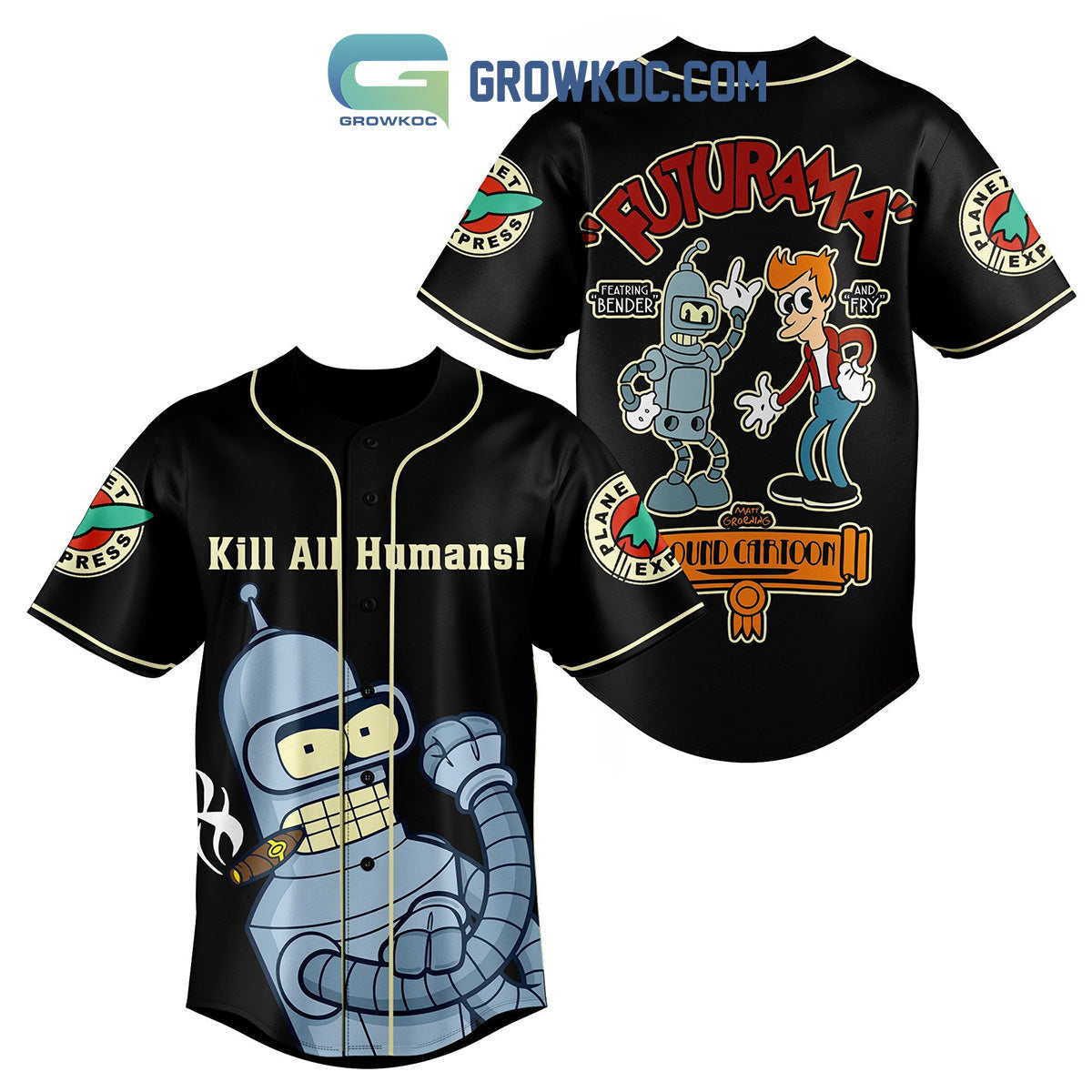 Futurama Bender And Fry Personalized Baseball Jersey Black Unisex T-shirt, Sweatshirt, Hoodie, Long Sleeve Tee - T-Shirt, Sweatshirt, Hoodie