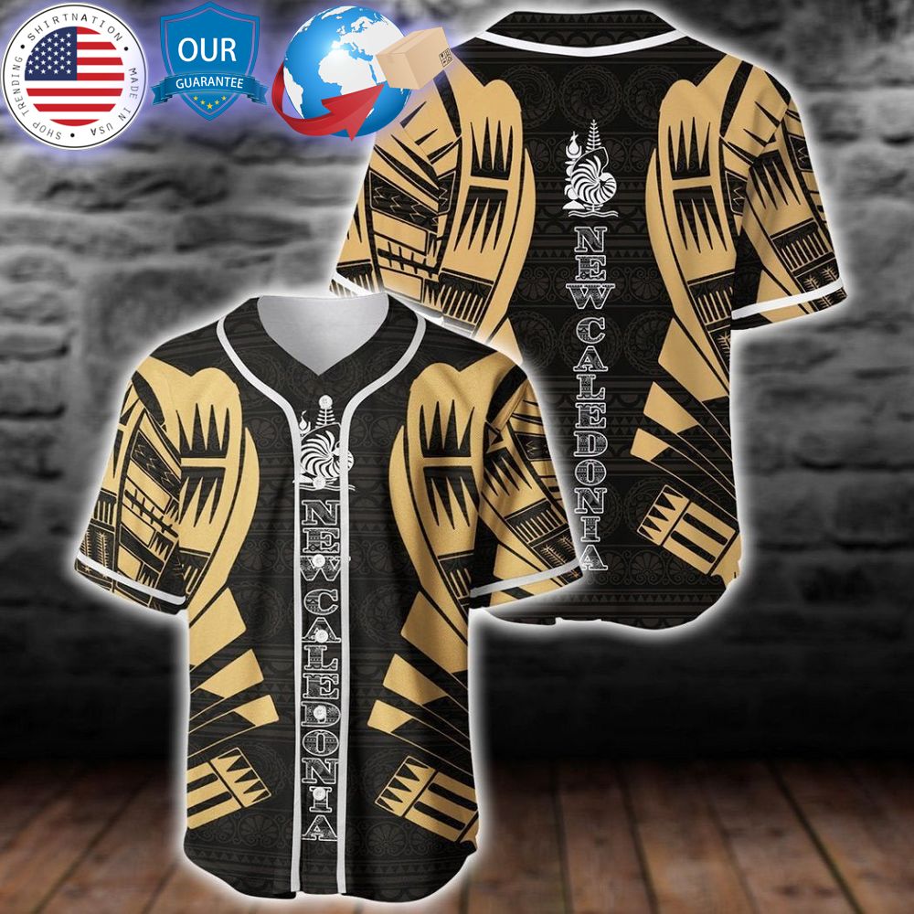 HOT Caledonia Polynesian Tattoo Gold Custom Baseball Jersey Unisex T-shirt, Sweatshirt, Hoodie, Long Sleeve Tee - T-Shirt, Sweatshirt, Hoodie