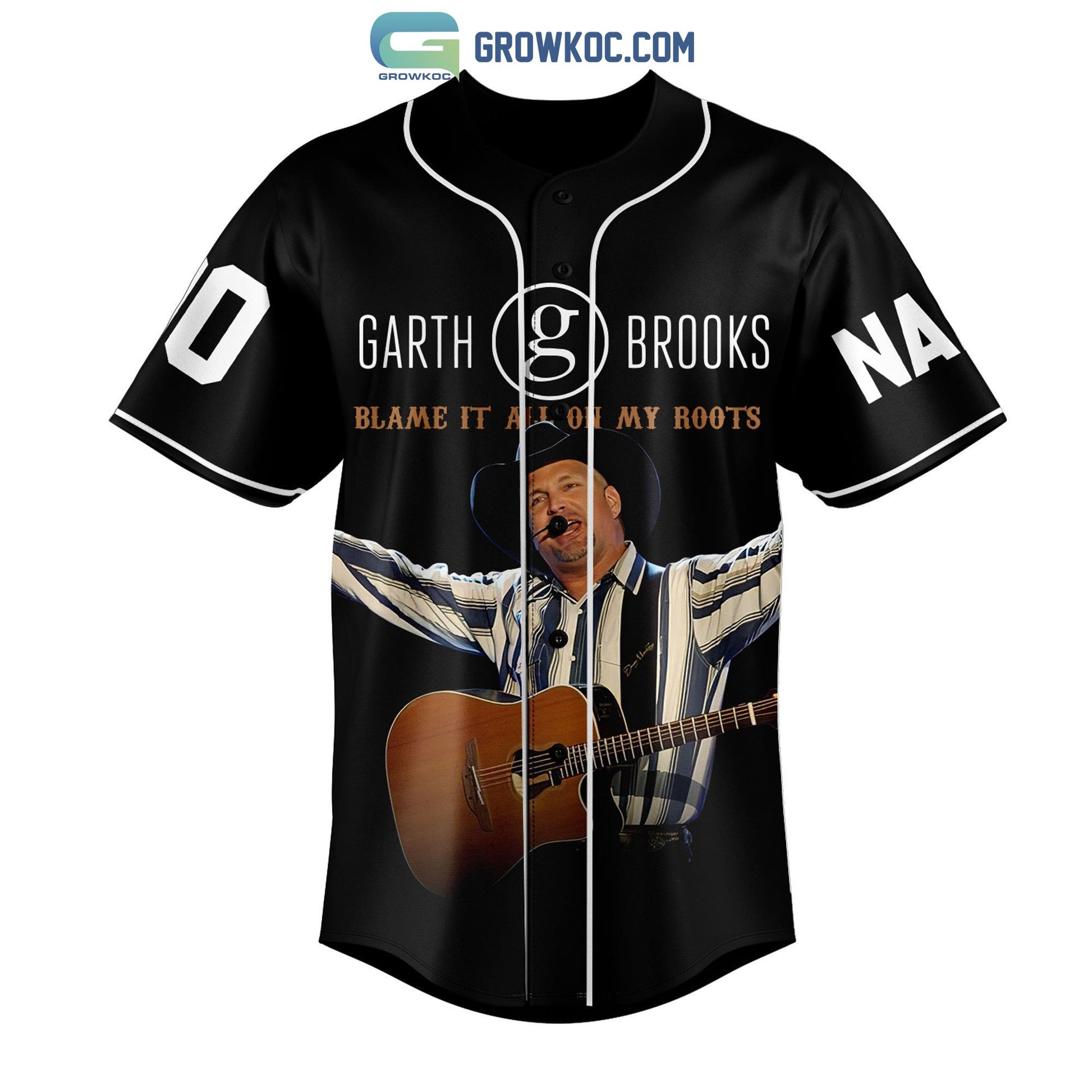 Garth Brooks Blame It All On My Roots Personalized Baseball Jersey Unisex T-shirt, Sweatshirt, Hoodie, Long Sleeve Tee - T-Shirt, Sweatshirt, Hoodie