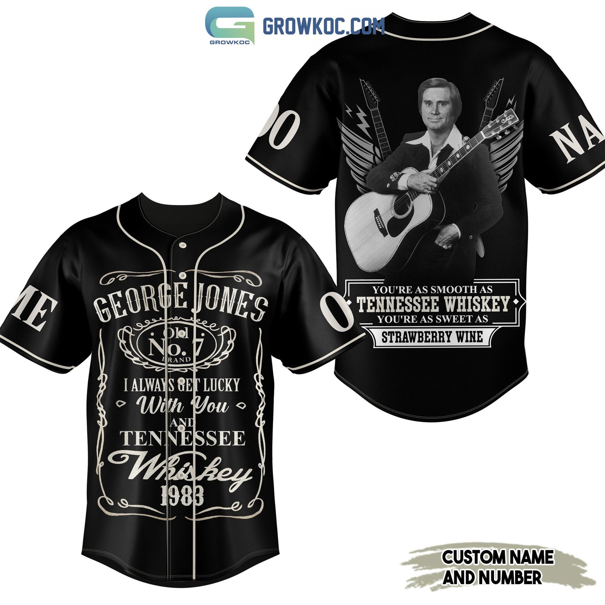 George Jones Tennessee Whiskey Personalized Baseball Jersey Unisex T-shirt, Sweatshirt, Hoodie, Long Sleeve Tee - T-Shirt, Sweatshirt, Hoodie