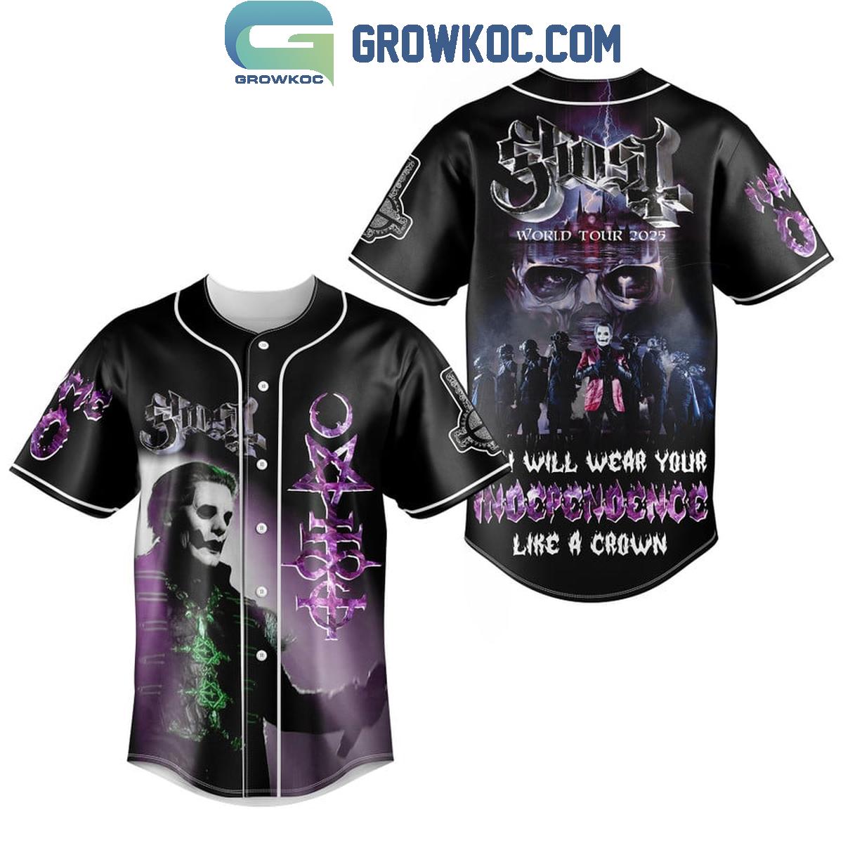 Ghost Wearing Your Independence Like A Crown Tour Personalized Baseball Jersey Unisex T-shirt, Sweatshirt, Hoodie, Long Sleeve Tee - T-Shirt, Sweatshirt, Hoodie