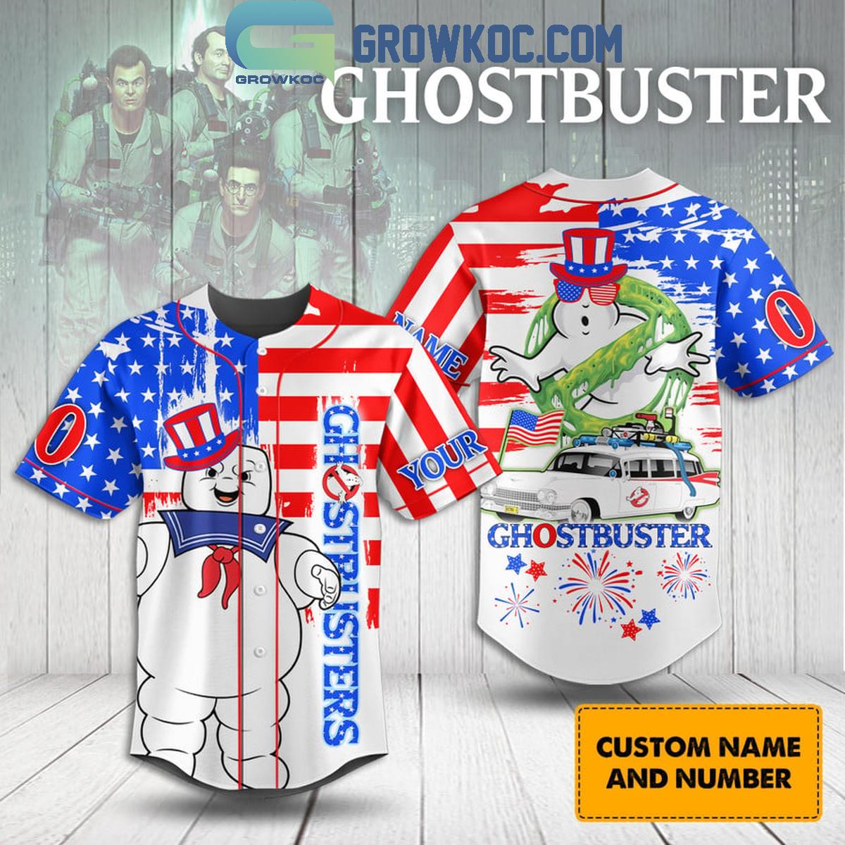 Ghostbusters American Flag Patriot Personalized Baseball Jersey Unisex T-shirt, Sweatshirt, Hoodie, Long Sleeve Tee - T-Shirt, Sweatshirt, Hoodie