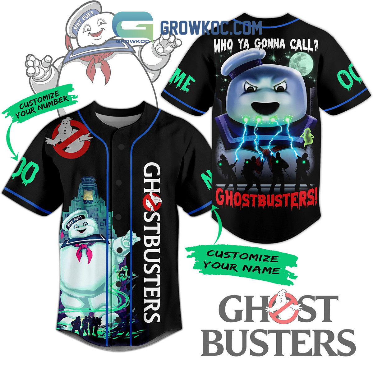 Ghostbusters I Aint Afraid Of No Ghost Personalized Baseball Jersey Unisex T-shirt, Sweatshirt, Hoodie, Long Sleeve Tee - T-Shirt, Sweatshirt, Hoodie