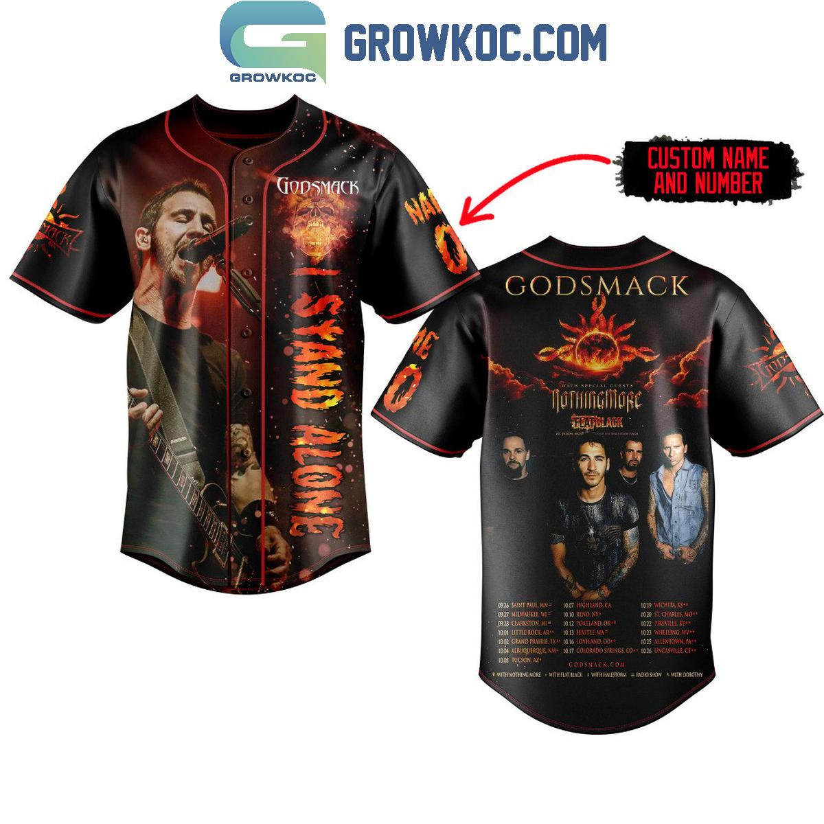 Godsmack I Stand Alone Tour 2024 Personalized Baseball Jersey Unisex T-shirt, Sweatshirt, Hoodie, Long Sleeve Tee - T-Shirt, Sweatshirt, Hoodie