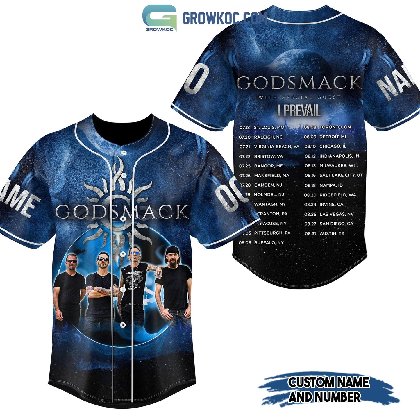 Godsmack With Special Guest I Prevail Personalized Baseball Jersey Unisex T-shirt, Sweatshirt, Hoodie, Long Sleeve Tee - T-Shirt, Sweatshirt, Hoodie