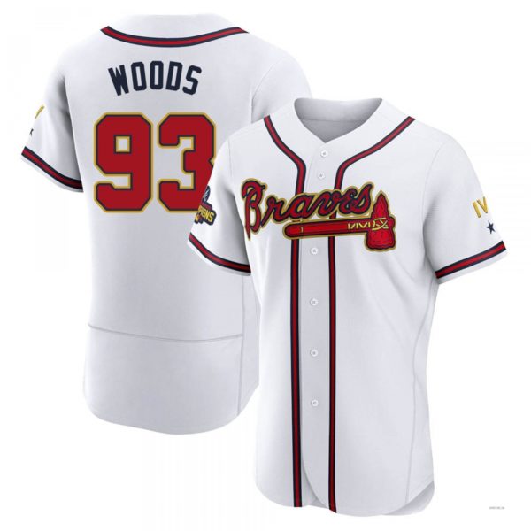 Atlanta Braves #93 William Woods Gold White 2022 Program Jersey Stitches Baseball Jerseys baseball jersey product view 1