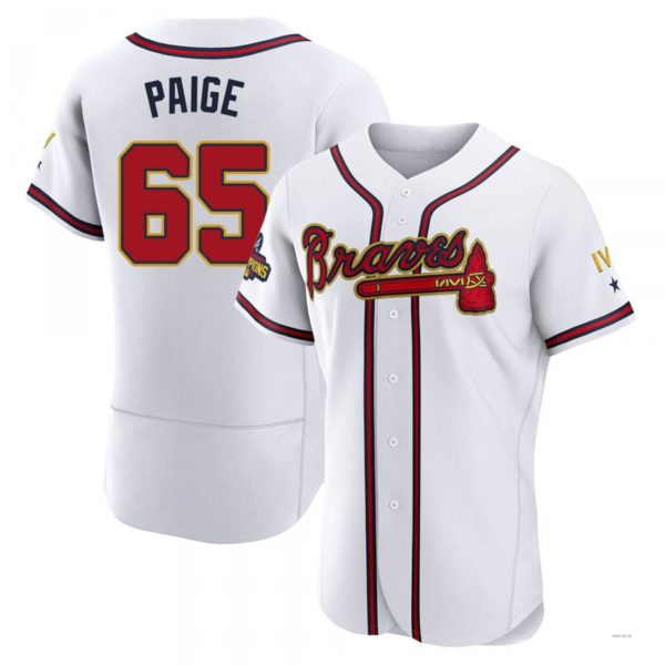 Atlanta Braves #65 Satchel Paige Gold White 2022 Program Jersey Stitches Baseball Jerseys baseball jersey product view 1