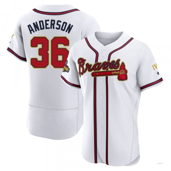 Atlanta Braves #36 Ian Anderson Gold White 2022 Program Jersey Stitches Baseball Jerseys baseball jersey product view 1