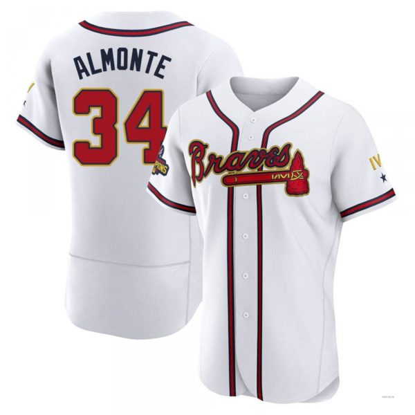Atlanta Braves #34 Abafckm Almonte Gold White 2022 Program Jersey Stitches Baseball Jerseys baseball jersey product view 1