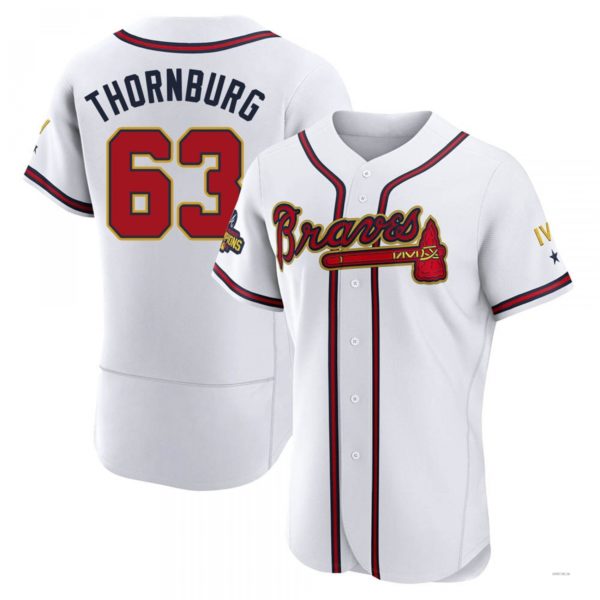 Atlanta Braves #63 Tyler Thornburg Gold White 2022 Program Jersey Stitches Baseball Jerseys baseball jersey product view 1