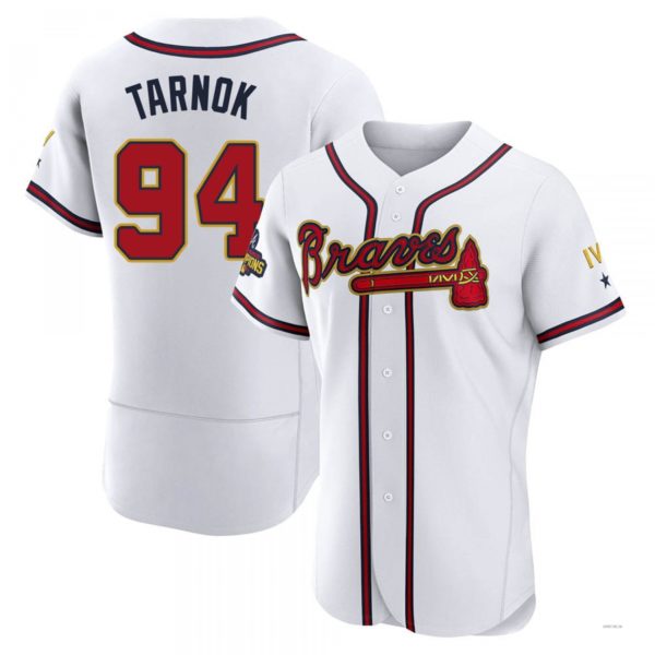Atlanta Braves #94 Freddy Tarnok Gold White 2022 Program Jersey Stitches Baseball Jerseys baseball jersey product view 1