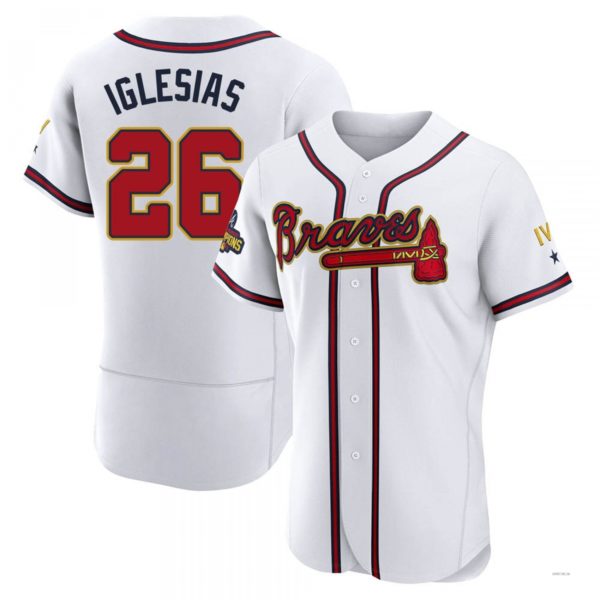 Atlanta Braves #26 Raisel Iglesias Gold White 2022 Program Jersey Stitches Baseball Jerseys baseball jersey product view 1