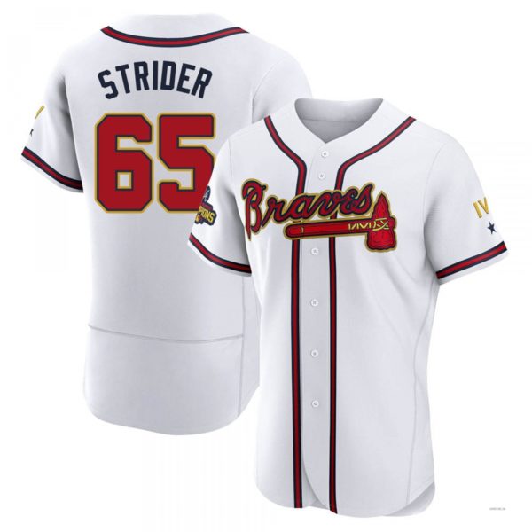 Atlanta Braves #65 Spencer Strider Gold White 2022 Program Jersey Stitches Baseball Jerseys baseball jersey product view 1