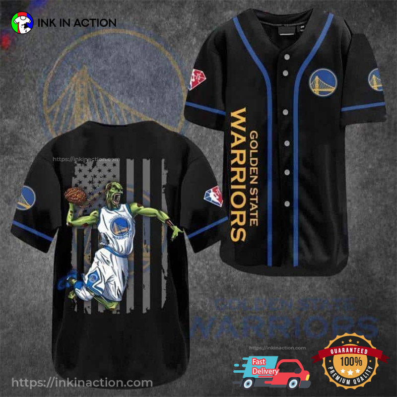 Golden State Warriors Zombie US Black Flag Baseball Jersey Unisex T-shirt, Sweatshirt, Hoodie, Long Sleeve Tee - T-Shirt, Sweatshirt, Hoodie