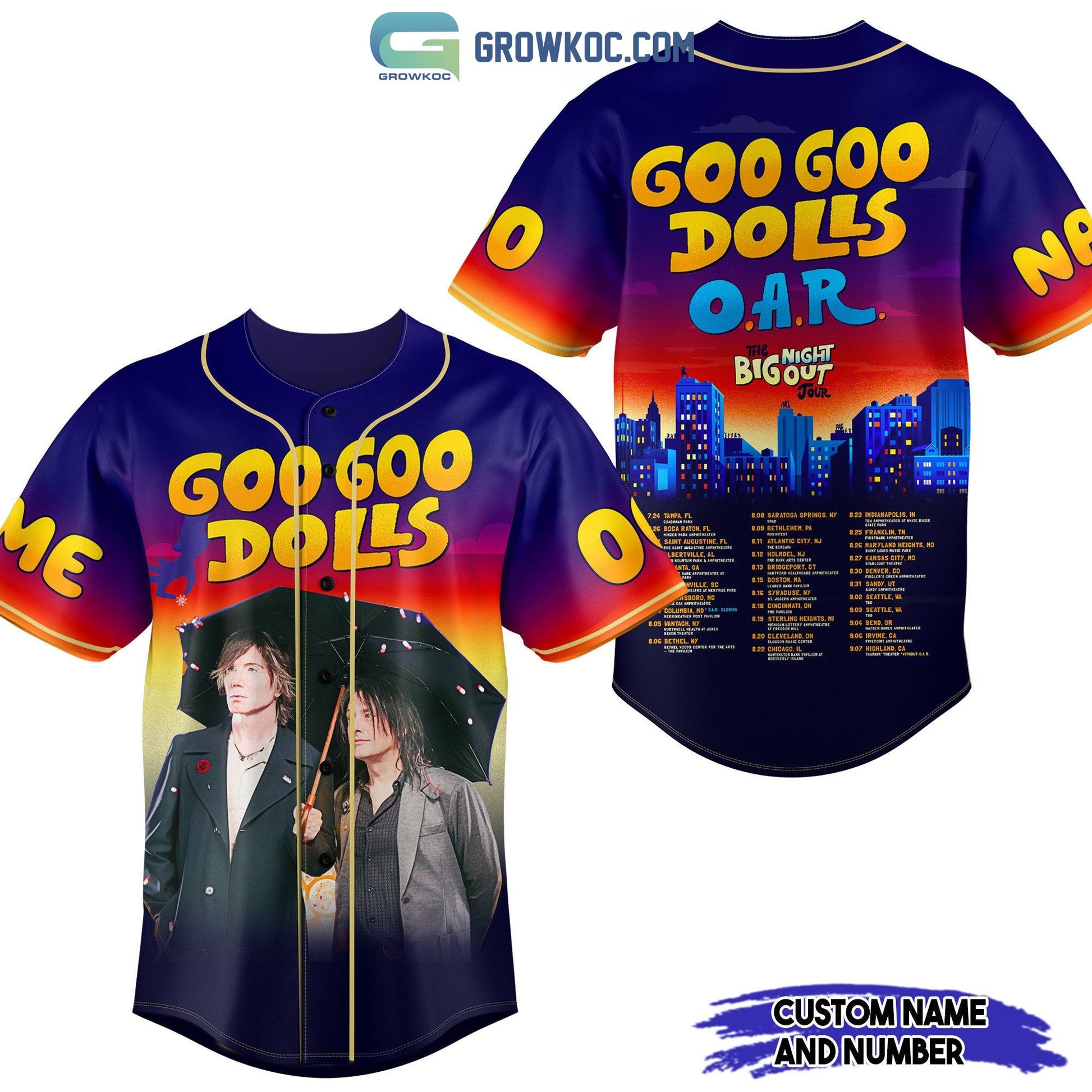 Goo Goo Dolls OAR Night Big Out Personalized Baseball Jersey Unisex T-shirt, Sweatshirt, Hoodie, Long Sleeve Tee - T-Shirt, Sweatshirt, Hoodie