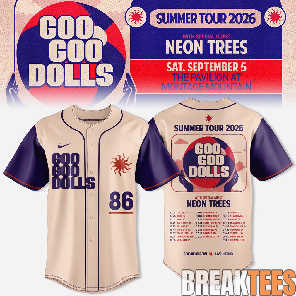 Goo Goo Dolls Summer 2026 Tour Limited Baseball Jersey Unisex T-shirt, Sweatshirt, Hoodie, Long Sleeve Tee - T-Shirt, Sweatshirt, Hoodie