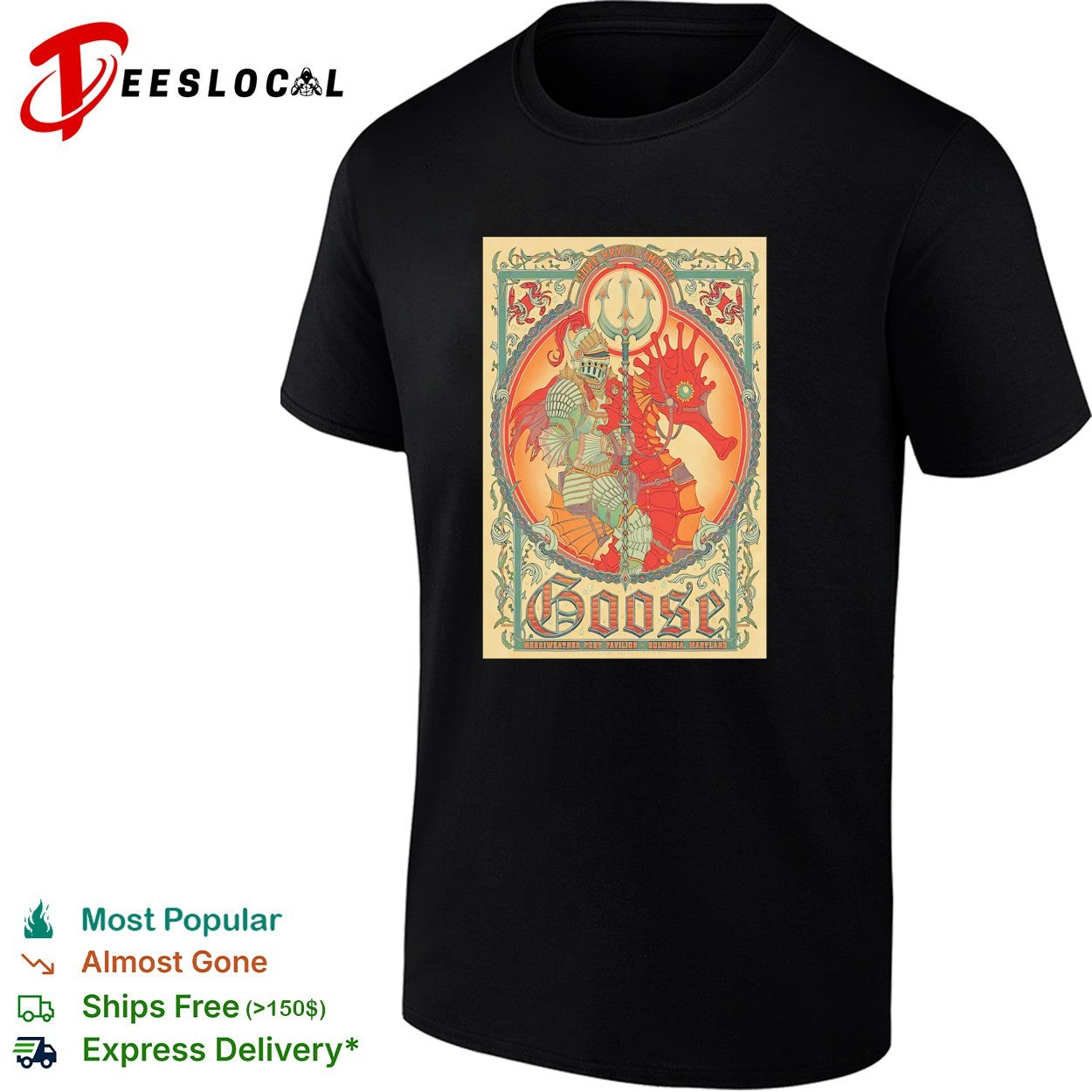 Goose band knight on seahorse poster shirt Unisex T-shirt, Sweatshirt, Hoodie, Long Sleeve Tee - T-Shirt, Sweatshirt, Hoodie