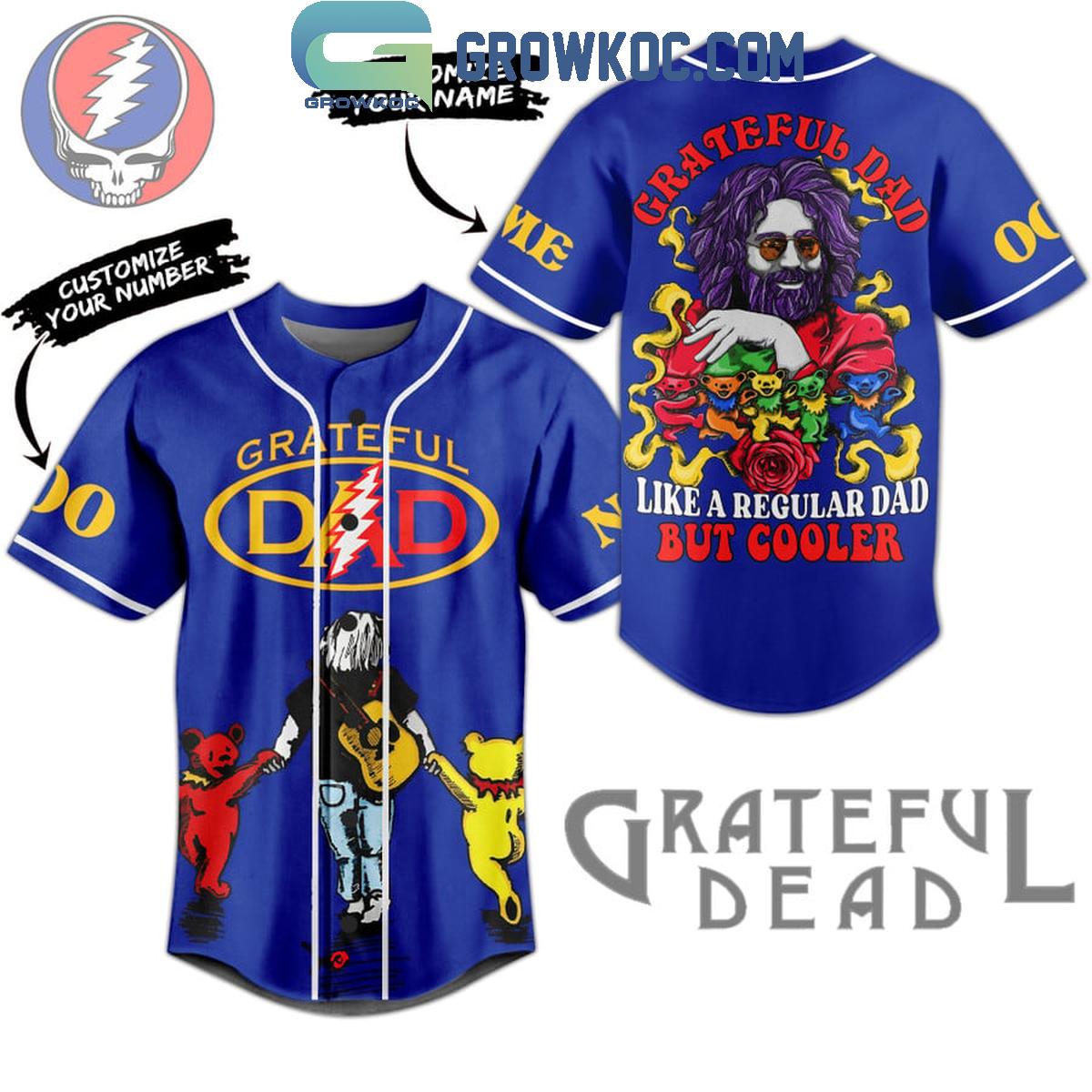 Grateful Dead Like A Regular Dad But Cooler Love Personalized Baseball Jersey Unisex T-shirt, Sweatshirt, Hoodie, Long Sleeve Tee - T-Shirt, Sweatshirt, Hoodie