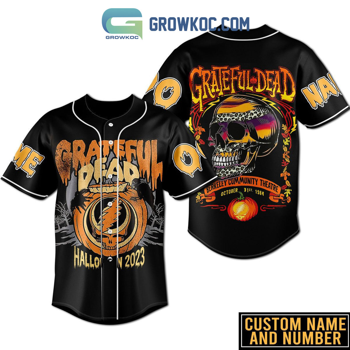 Grateful Dead Halloween 2023 Berkeley Community Theatre Personalized Baseball Jersey Unisex T-shirt, Sweatshirt, Hoodie, Long Sleeve Tee - T-Shirt, Sweatshirt, Hoodie