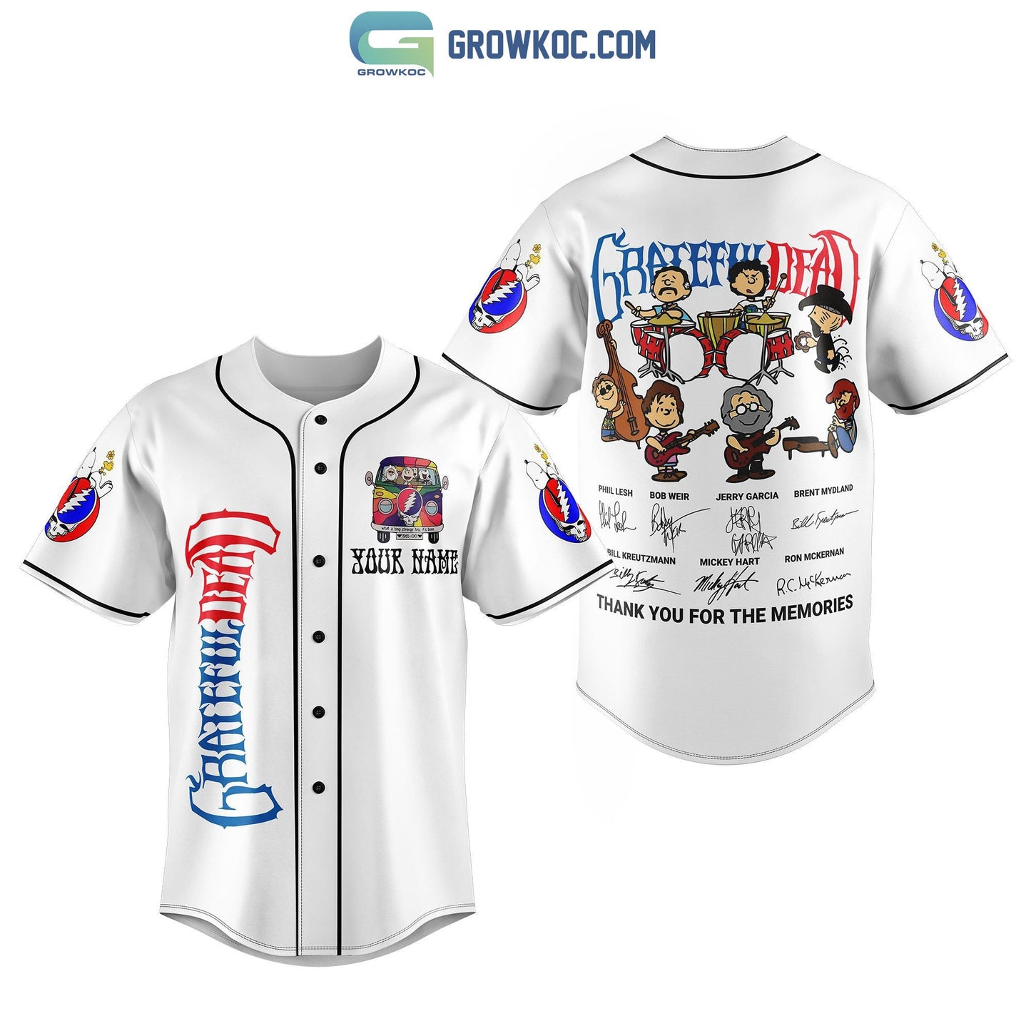 Grateful Dead Memories Personalized Baseball Jersey Unisex T-shirt, Sweatshirt, Hoodie, Long Sleeve Tee - T-Shirt, Sweatshirt, Hoodie