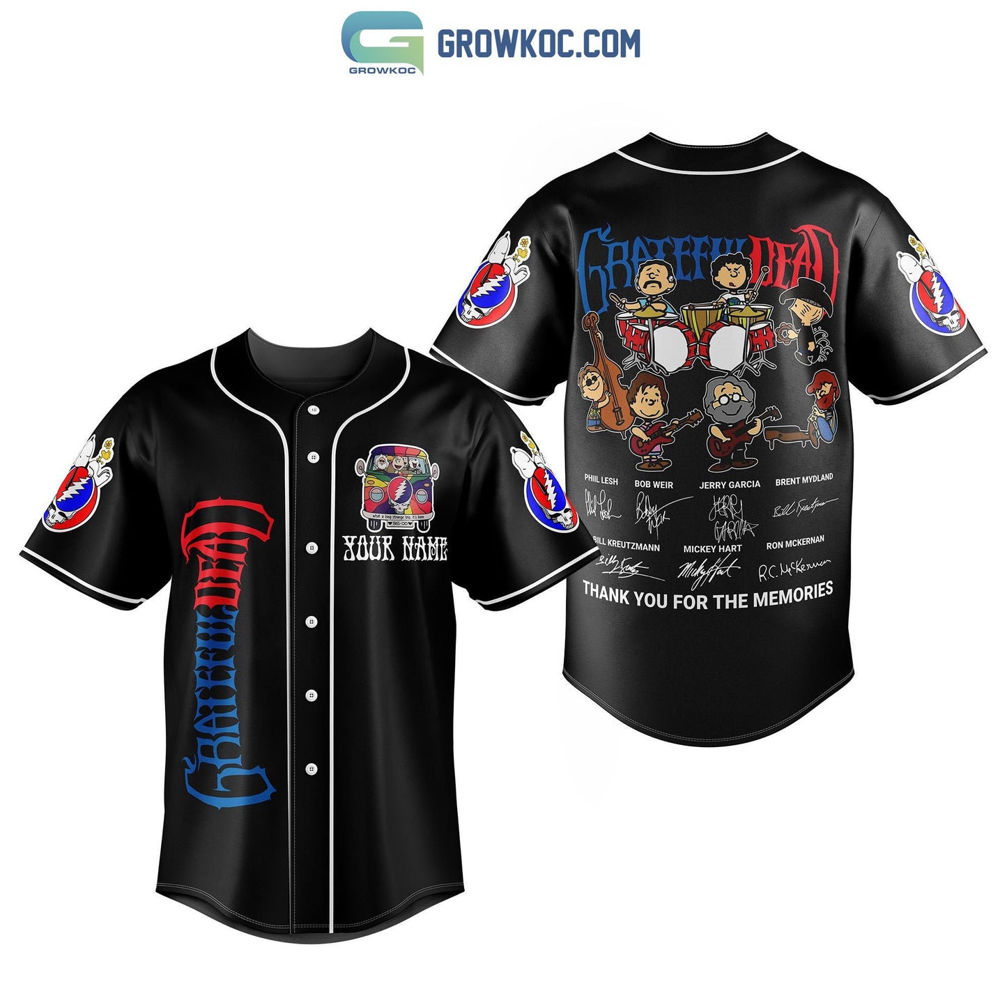 Grateful Dead Memories Personalized Black Design Baseball Jersey Unisex T-shirt, Sweatshirt, Hoodie, Long Sleeve Tee - T-Shirt, Sweatshirt, Hoodie