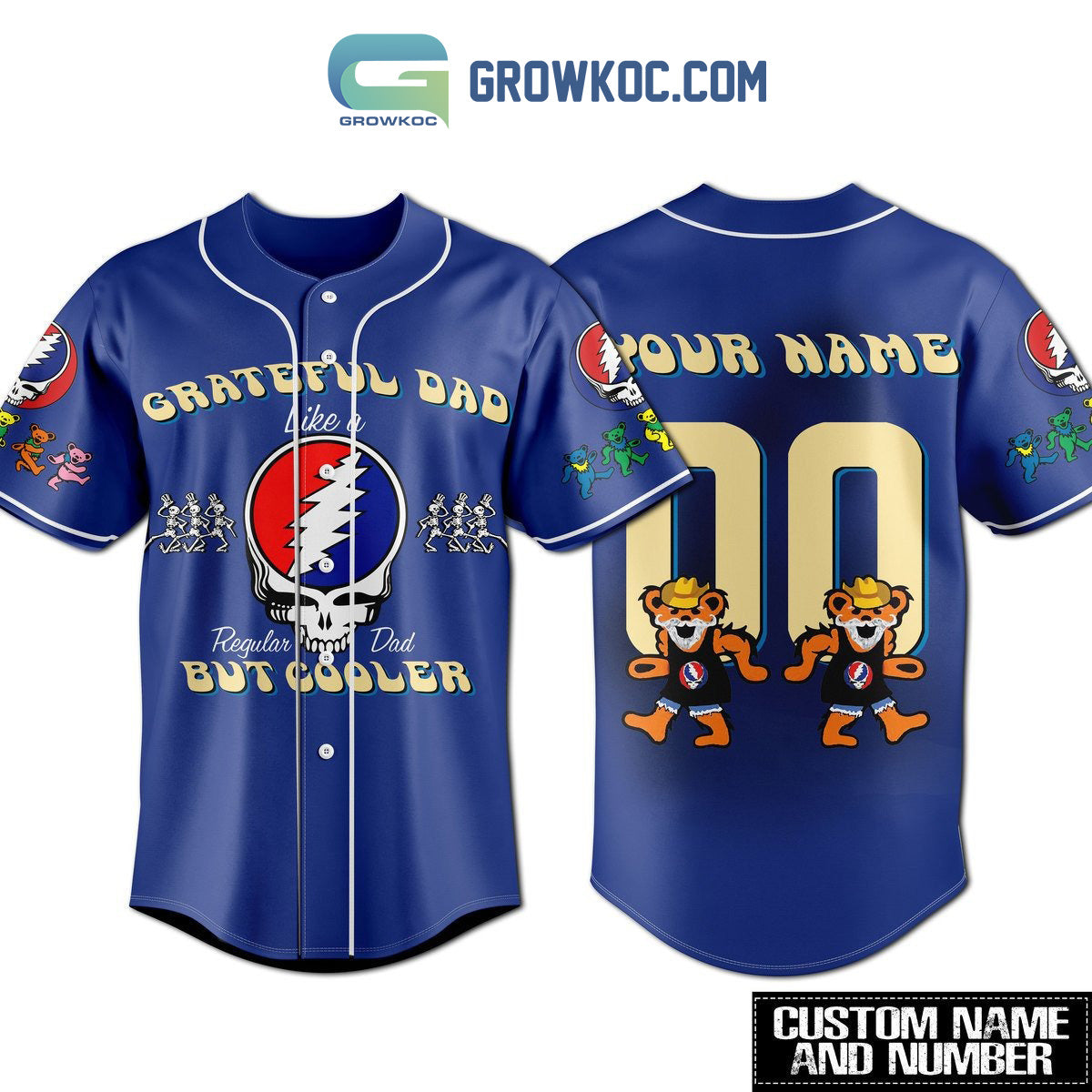 Grateful Dead Regular Dad But Cooler Personalized Baseball Jersey Unisex T-shirt, Sweatshirt, Hoodie, Long Sleeve Tee - T-Shirt, Sweatshirt, Hoodie