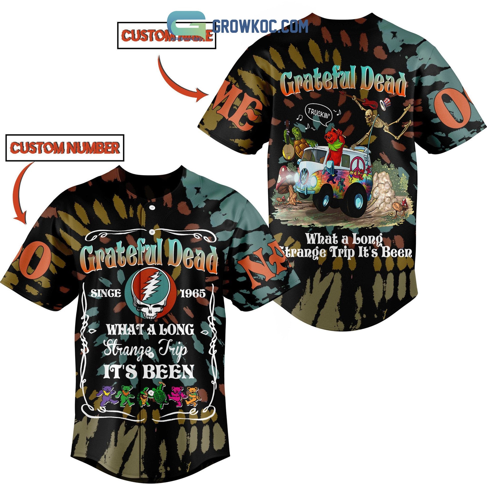 Grateful Dead What A Long Strange Trip Its Been Personalized Baseball Jersey Unisex T-shirt, Sweatshirt, Hoodie, Long Sleeve Tee - T-Shirt, Sweatshirt, Hoodie