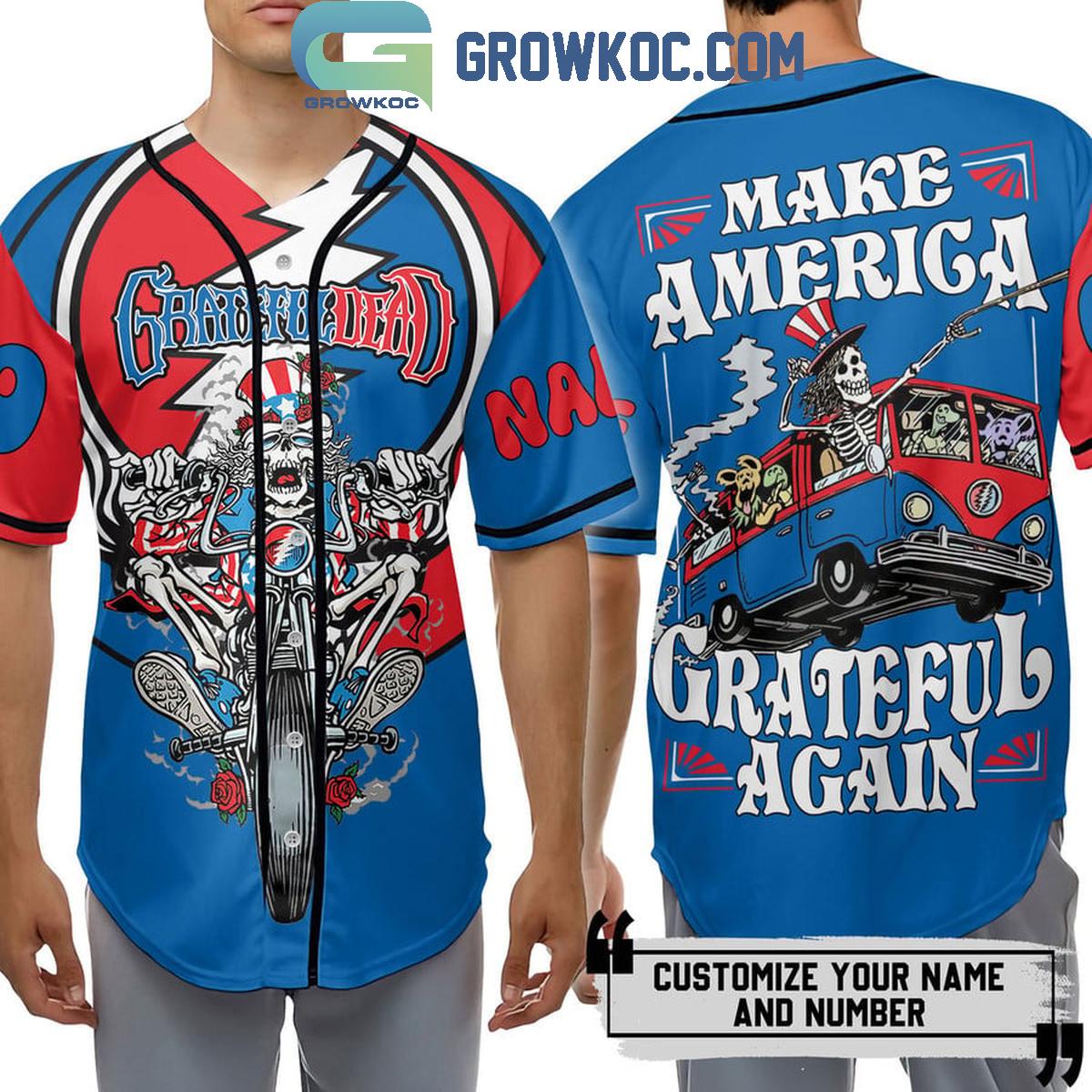Grateful Dead Make America Grateful Again Personalized Baseball Jersey Unisex T-shirt, Sweatshirt, Hoodie, Long Sleeve Tee - T-Shirt, Sweatshirt, Hoodie