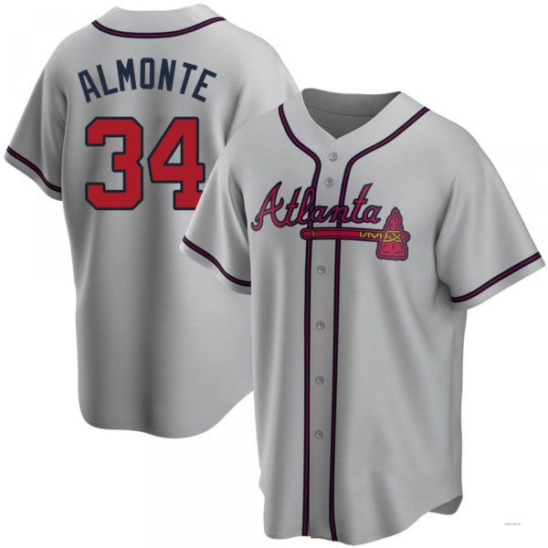 Atlanta Braves #34 Abafckm Almonte Gray Road Jersey Stitches Baseball Jerseys baseball jersey product view 1