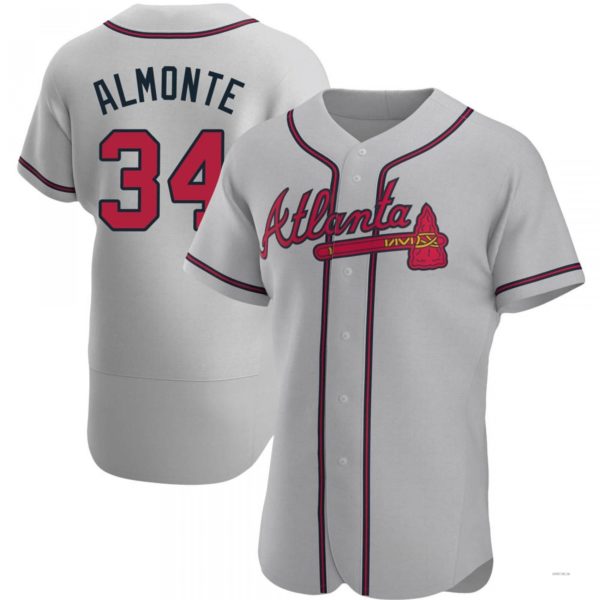 Atlanta Braves #34 Abafckm Almonte Gray Road Jersey Stitches Baseball Jerseys baseball jersey product view 1