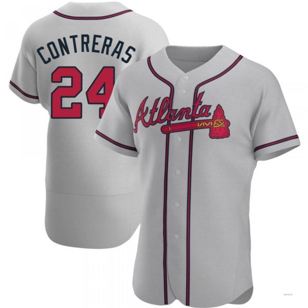 Atlanta Braves #24 William Contreras Gray Road Jersey Stitches Baseball Jerseys baseball jersey product view 1