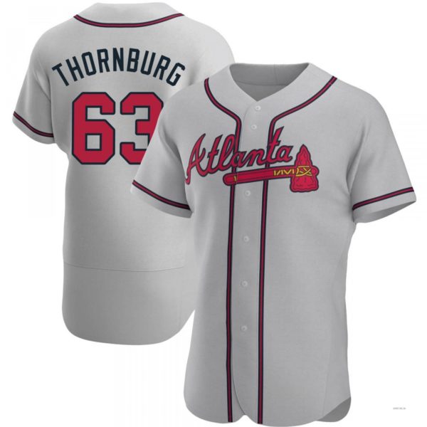 Atlanta Braves #63 Tyler Thornburg Gray Road Jersey Stitches Baseball Jerseys baseball jersey product view 1