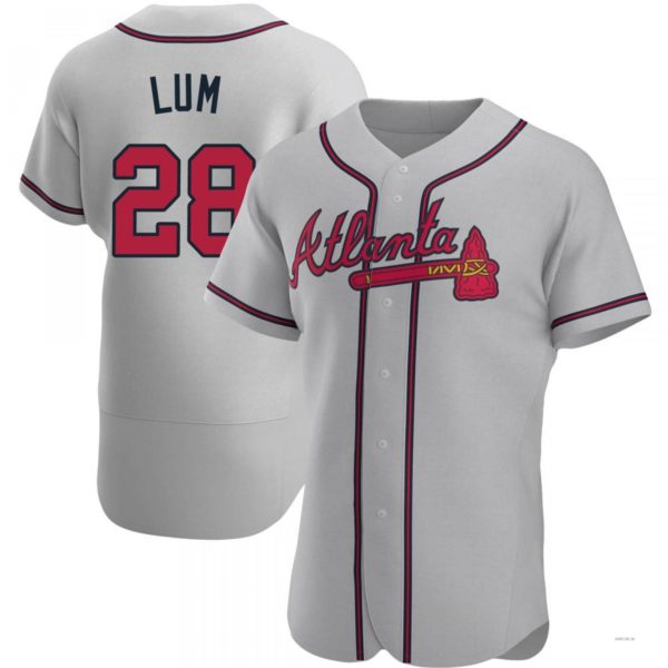 Atlanta Braves #28 Mike Lum Gray Road Jersey Stitches Baseball Jerseys baseball jersey product view 1