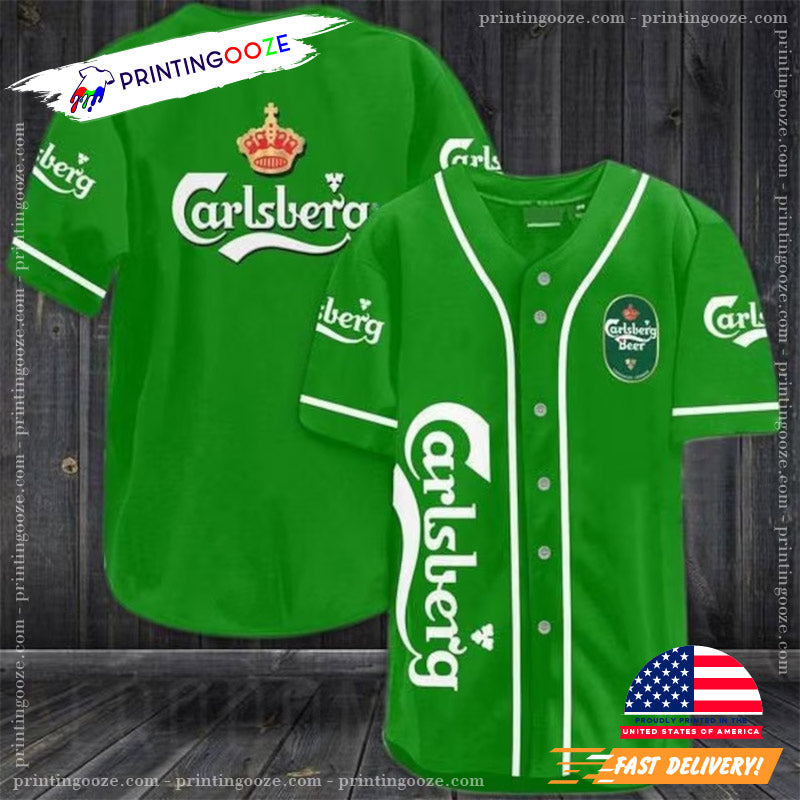 Green Carlsberg Beer Baseball Jersey Unisex T-shirt, Sweatshirt, Hoodie, Long Sleeve Tee - T-Shirt, Sweatshirt, Hoodie