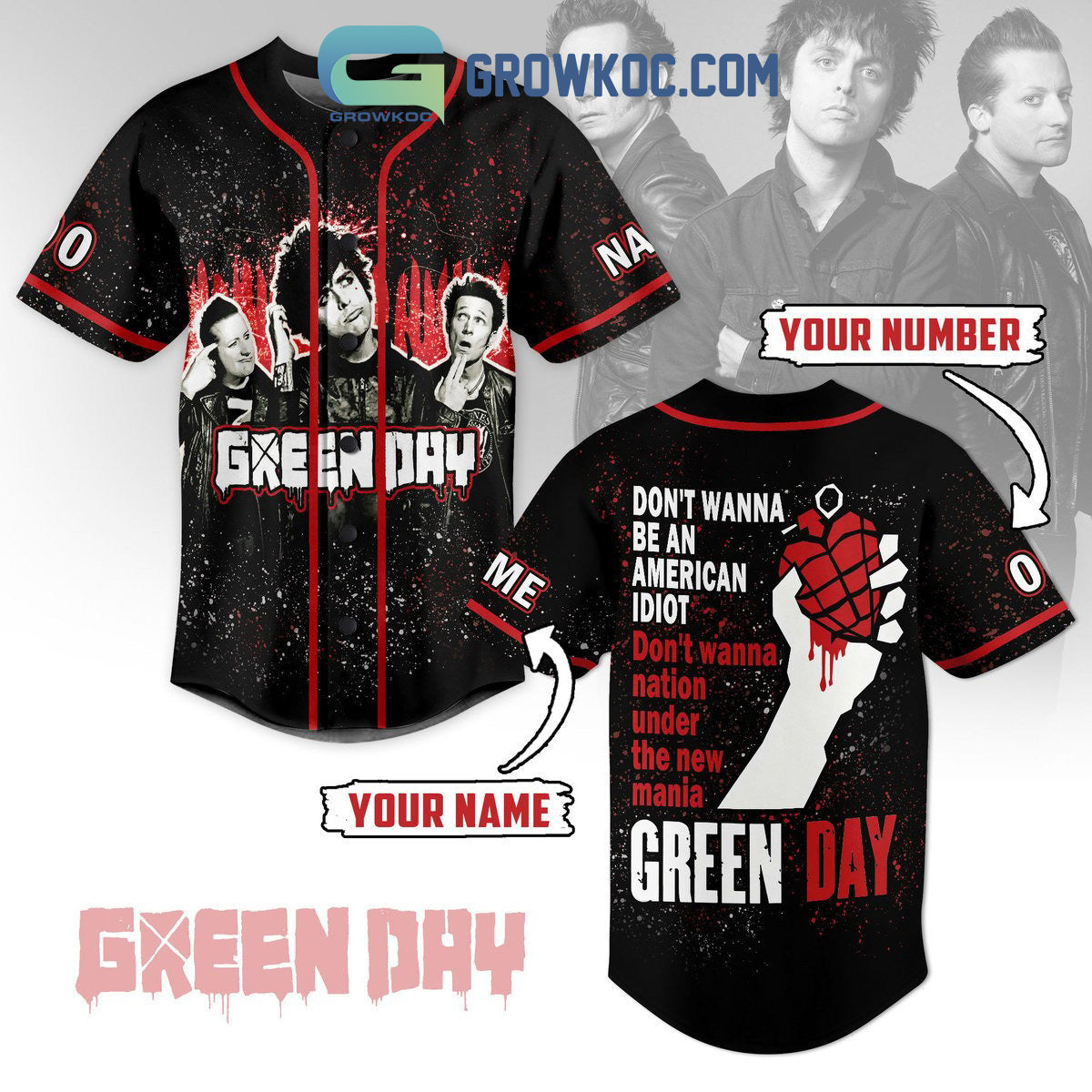 Greenday Dont Wanna Be An American Idiot Personalized Baseball Jersey Unisex T-shirt, Sweatshirt, Hoodie, Long Sleeve Tee - T-Shirt, Sweatshirt, Hoodie