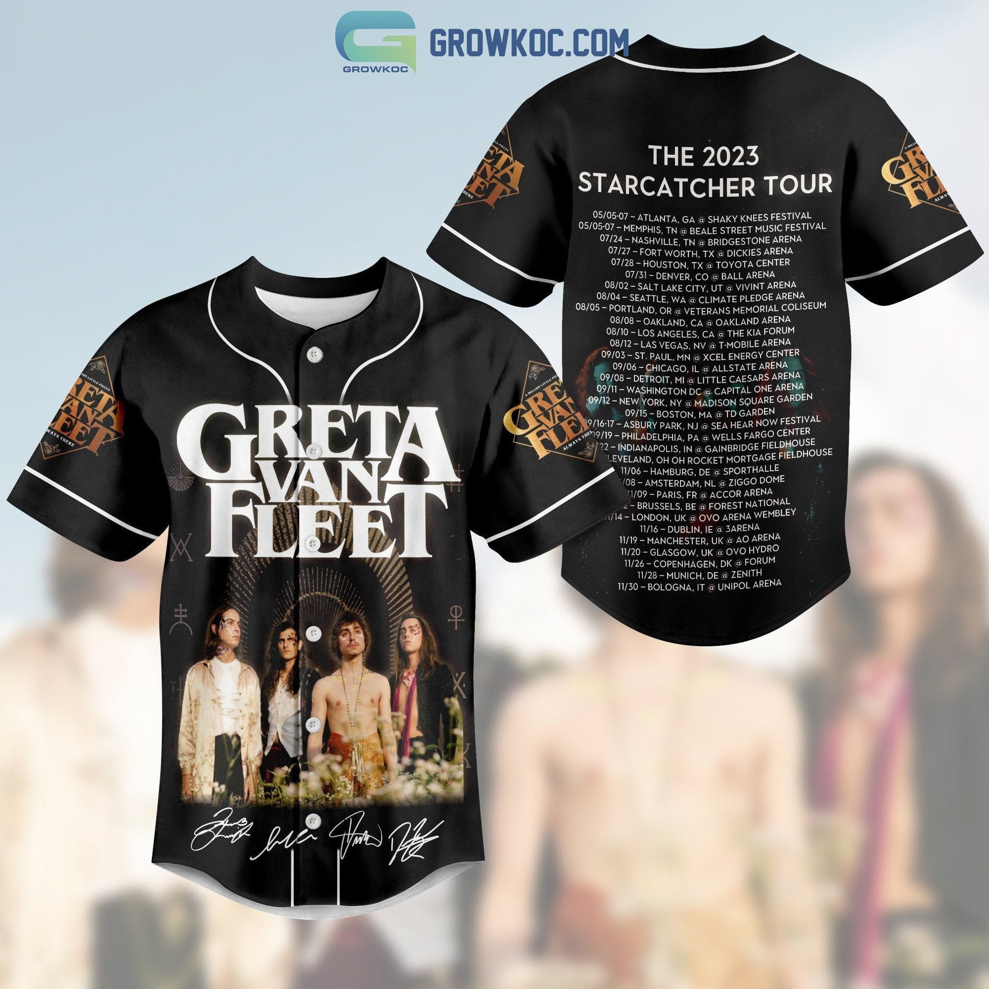 Greta Van Fleet The 2023 Starcatcher Tour Baseball Jersey Unisex T-shirt, Sweatshirt, Hoodie, Long Sleeve Tee - T-Shirt, Sweatshirt, Hoodie