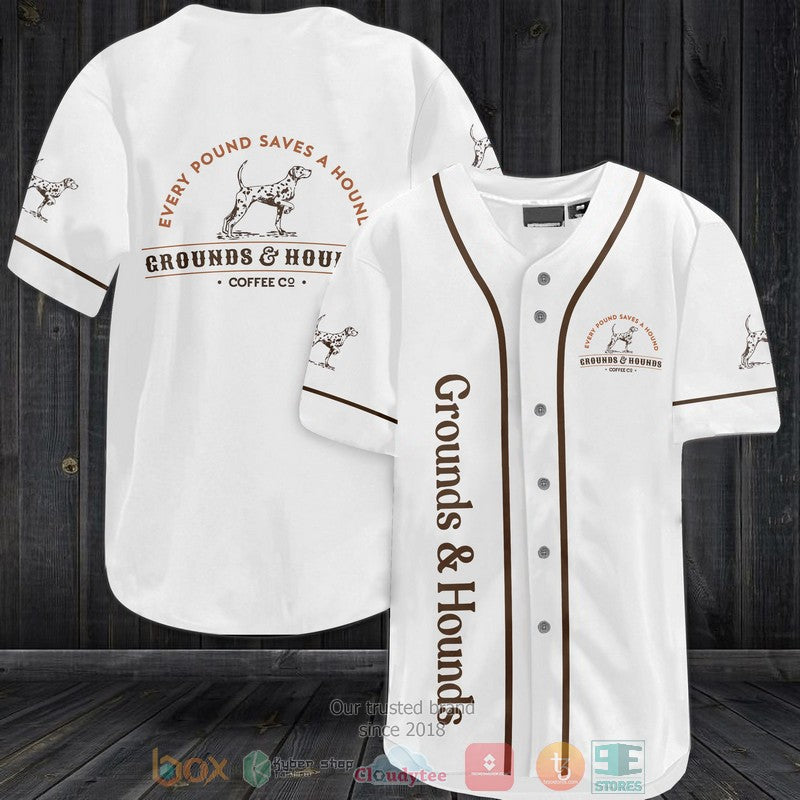 Grounds & Hounds Coffee Co white Baseball shirt Unisex T-shirt, Sweatshirt, Hoodie, Long Sleeve Tee - T-Shirt, Sweatshirt, Hoodie