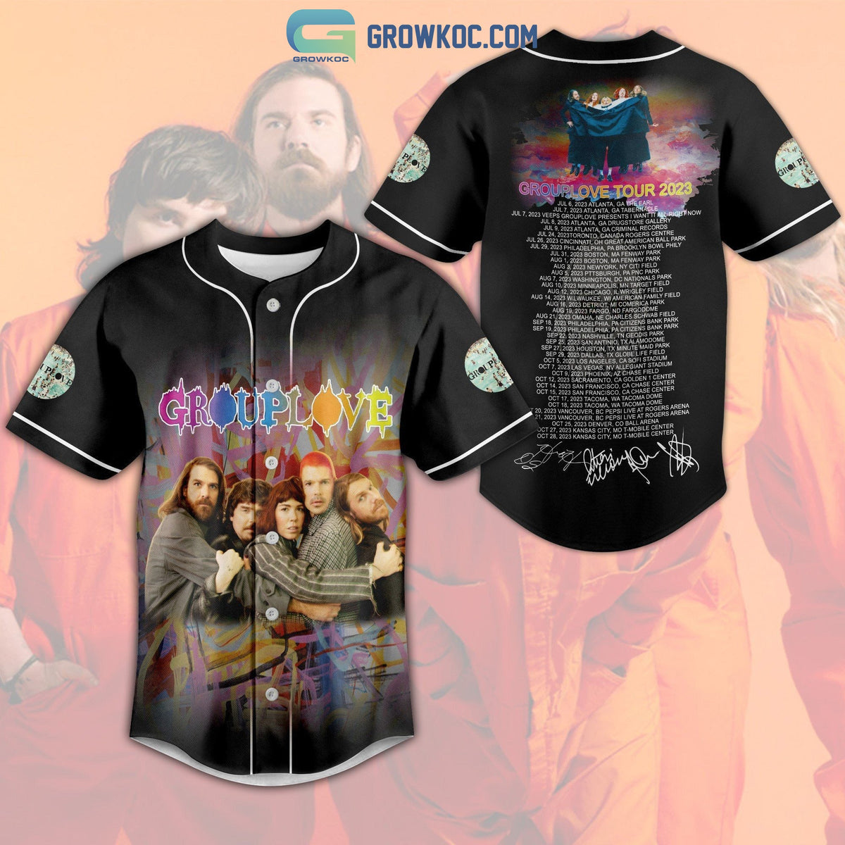 Grouplove Tour 2023 Baseball Jersey Unisex T-shirt, Sweatshirt, Hoodie, Long Sleeve Tee - T-Shirt, Sweatshirt, Hoodie