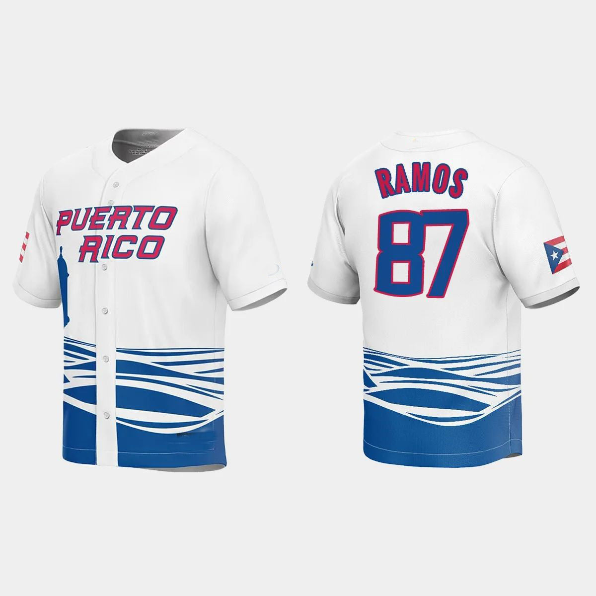 #87 HENRY RAMOS PUERTO RICO BASEBALL 2023 WORLD BASEBALL CLASSIC JERSEY ¨C WHITE Stitches Baseball Jerseys baseball jersey product view 1