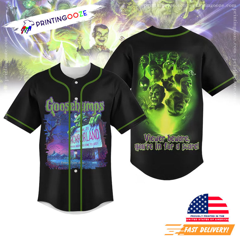 Halloween Goosebumps Baseball Jersey Unisex T-shirt, Sweatshirt, Hoodie, Long Sleeve Tee - T-Shirt, Sweatshirt, Hoodie