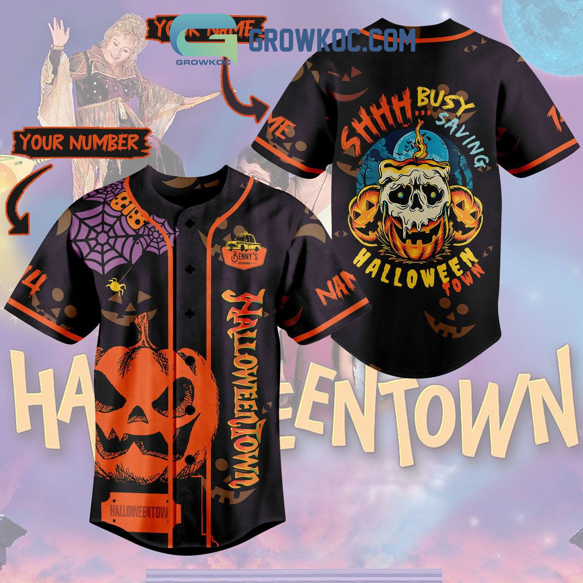 Halloween Town Busy Saving Personalized Baseball Jersey Unisex T-shirt, Sweatshirt, Hoodie, Long Sleeve Tee - T-Shirt, Sweatshirt, Hoodie