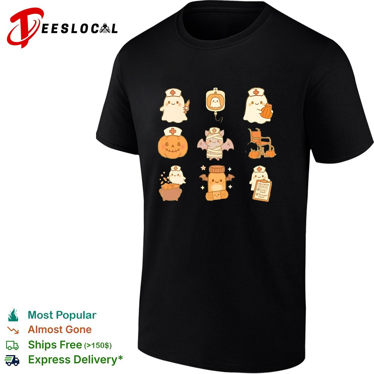 Halloween nurse ghost mummy pumpkin collage shirt Unisex T-shirt, Sweatshirt, Hoodie, Long Sleeve Tee - T-Shirt, Sweatshirt, Hoodie