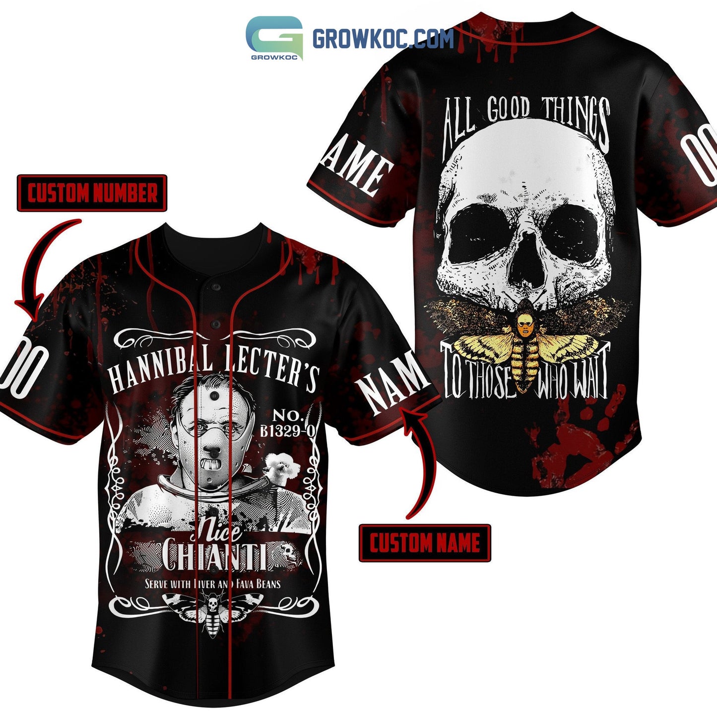 Hannibal Lecters Nice Chianti Serve With Liver And Fava Beans Personalized Baseball Jersey - T-Shirt, Sweatshirt, Hoodie