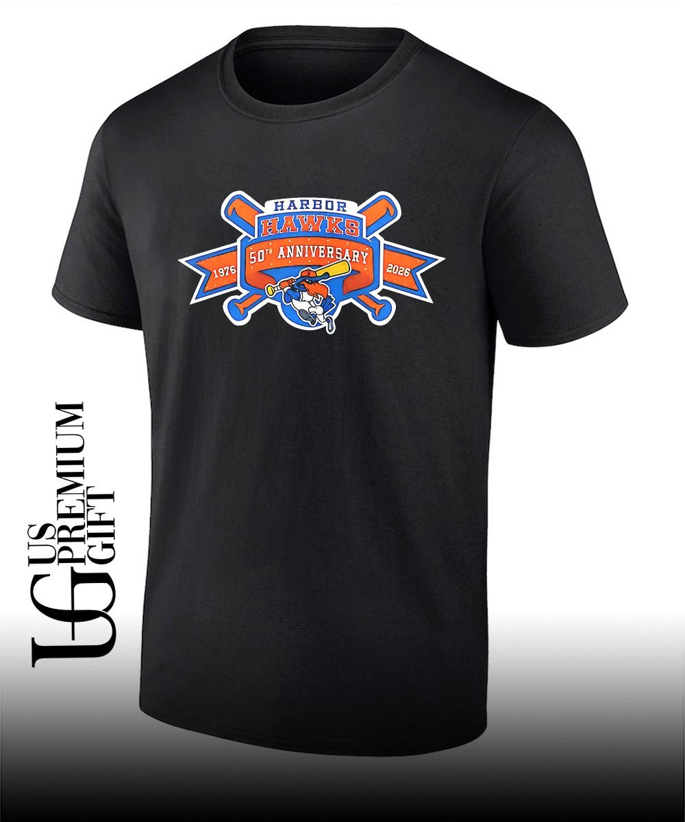 Harbor Hawks 50th Anniversary 1976-2026 Baseball Team commemorative shirt Unisex T-shirt, Sweatshirt, Hoodie, Long Sleeve Tee - T-Shirt, Sweatshirt, Hoodie