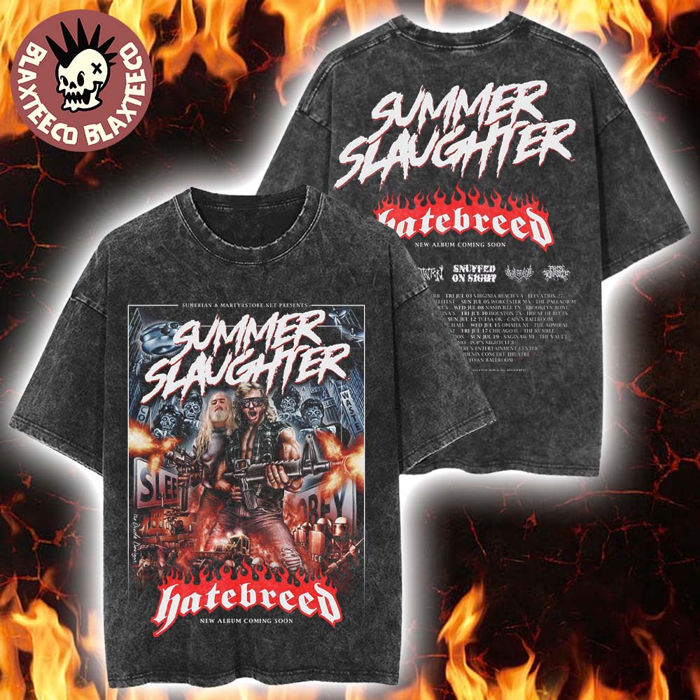 Hatebreed Summer Slaughter Tour 2026 Part 1 Schedule Dates Vintage Washed Tee Unisex T-shirt, Sweatshirt, Hoodie, Long Sleeve Tee - T-Shirt, Sweatshirt, Hoodie