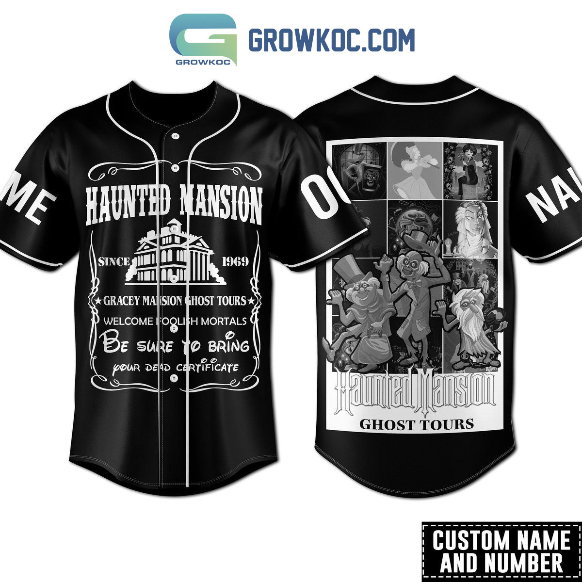 Haunted Mansion Ghost Tours Personalized Baseball Jersey Unisex T-shirt, Sweatshirt, Hoodie, Long Sleeve Tee - T-Shirt, Sweatshirt, Hoodie