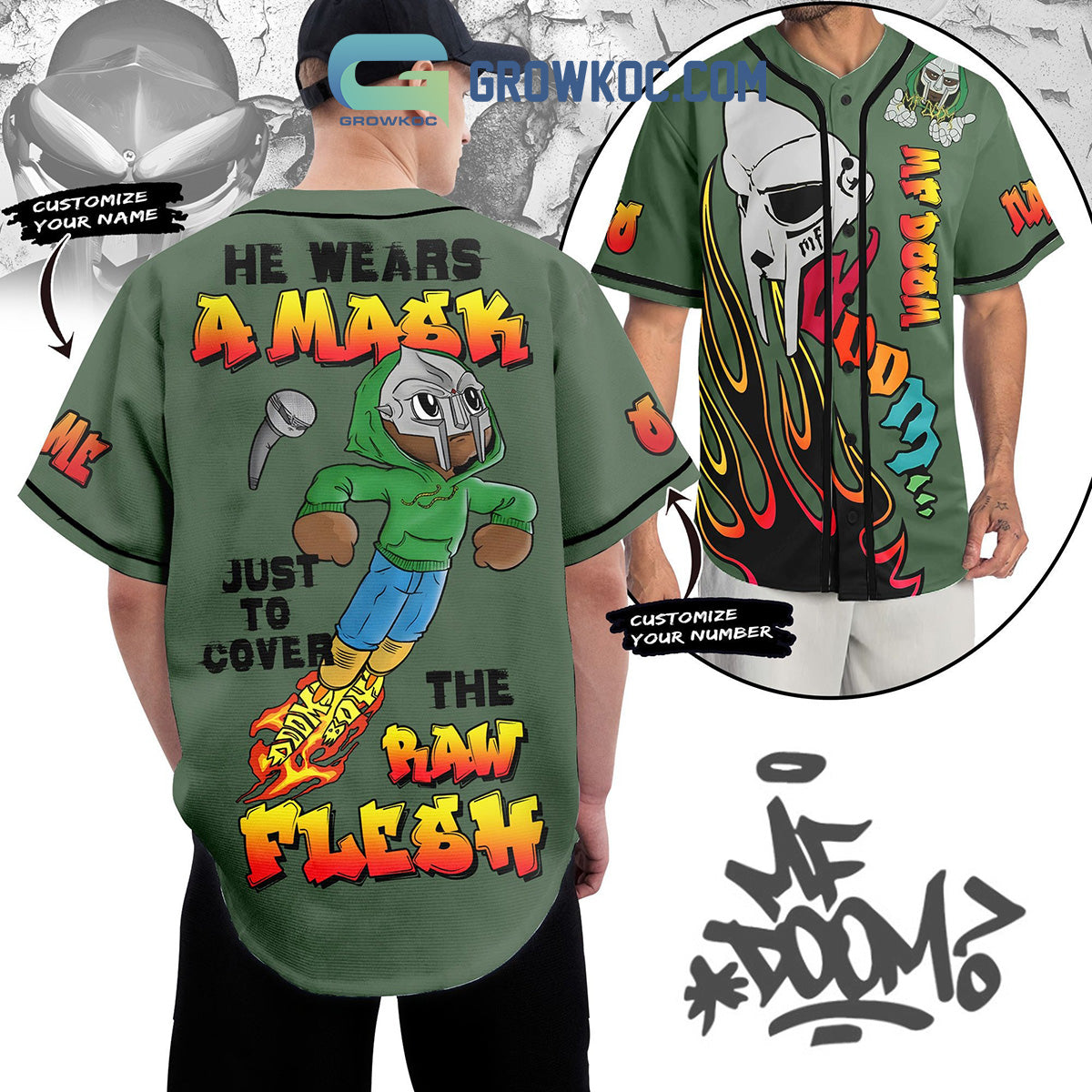 He Wears A Mask Just To Cover The Raw Flesh MF Doom Personalized Baseball Jersey Unisex T-shirt, Sweatshirt, Hoodie, Long Sleeve Tee - T-Shirt, Sweatshirt, Hoodie